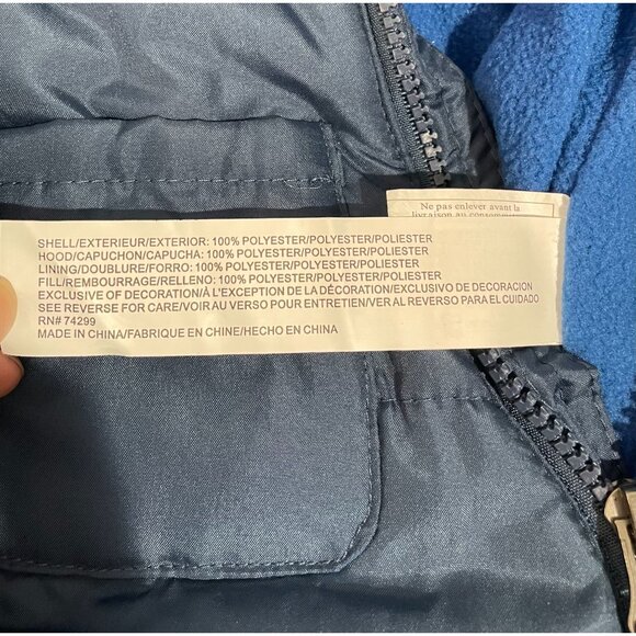 Ben Sherman Baby Boys Hooded Puffer Jacket 3/6 Months Blue & Gray Polyester - Picture 5 of 11